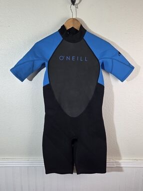 O’Neill Reactor II Wetsuit Adult Small Black Blue Front Zip Shorty Surf Swim